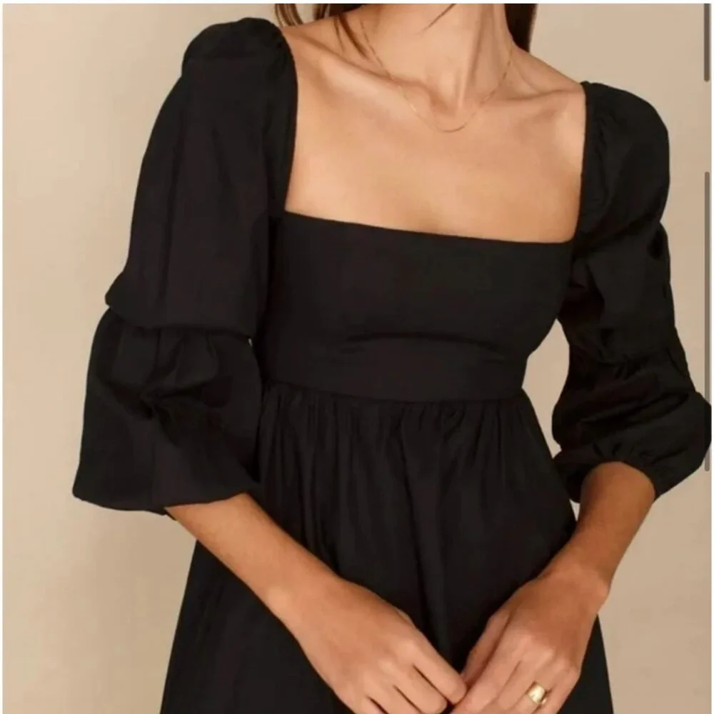 Reformation Michaela dress black long sleeve size 4 mini dress - Picture 3 of 8